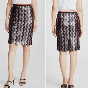 Le Superbe Sundowner Colorful Sequin Chevron Pencil Knee Length Skirt. Size 8.